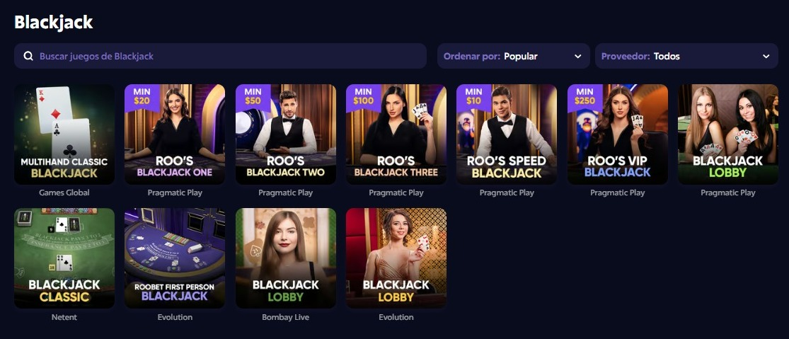 blackjack de roobet casino